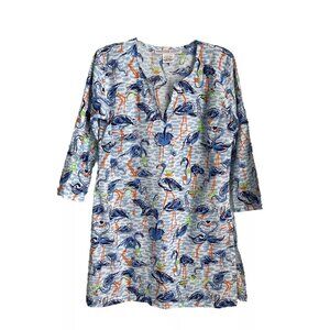 Gretchen Scott Blue Flamingos Floaties Tunic Cover Up